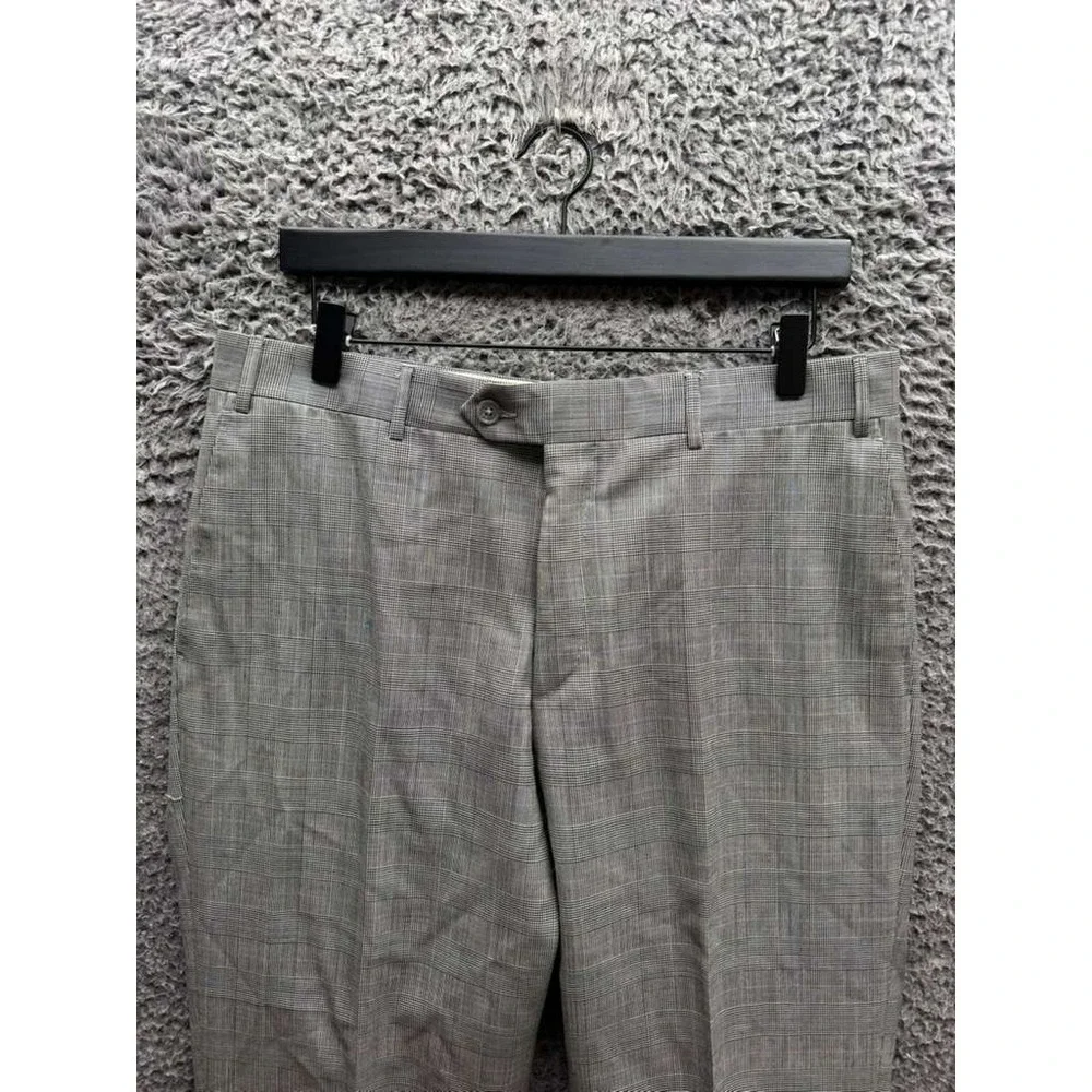 Corneliani Check Virgin‎ Wool Twill Mantua Dress Trousers Gray Mens Size 50